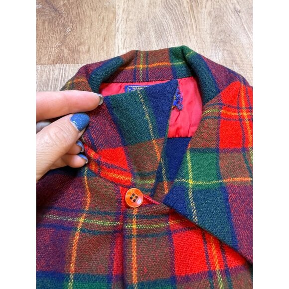 Vintage 60's Pendleton Board Shirt 100% Wool Loop Collar Red Plaid Large - Picture 8 of 8